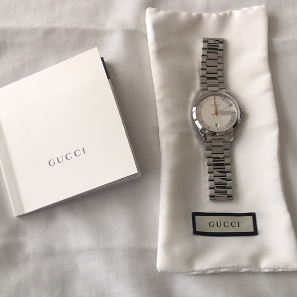 Gucci G-Timeless Stainless Steel Men's Watch with Triple-Link Bracelet - Picture 8 of 10
